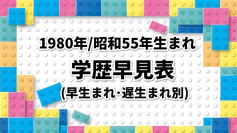 1980年生|1980年・昭和55年生まれ 入学・卒業年度(学歴)の計算・早見表。